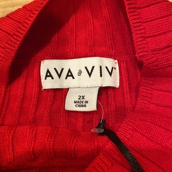 Ava & viv red cut out ribbed sweater dress not - Picture 2 of 3